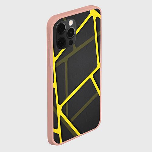 Чехол iPhone 12 Pro Max Желтая сетка / 3D-Светло-розовый – фото 2
