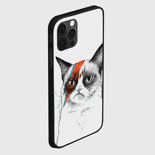 Чехол iPhone 12 Pro Max David Bowie: Grumpy cat / 3D-Черный – фото 2