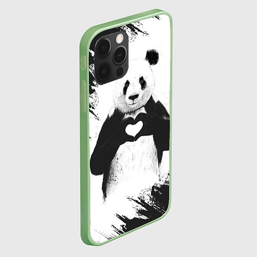 Чехол iPhone 12 Pro Max Panda Love / 3D-Салатовый – фото 2