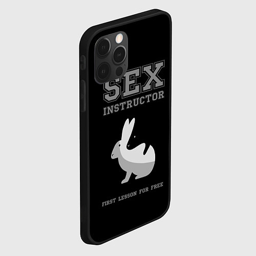 Чехол iPhone 12 Pro Max Sex Instructor - first lesson for free / 3D-Черный – фото 2