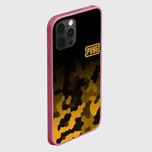 Чехол iPhone 12 Pro Max PUBG: Military Honeycomb / 3D-Малиновый – фото 2