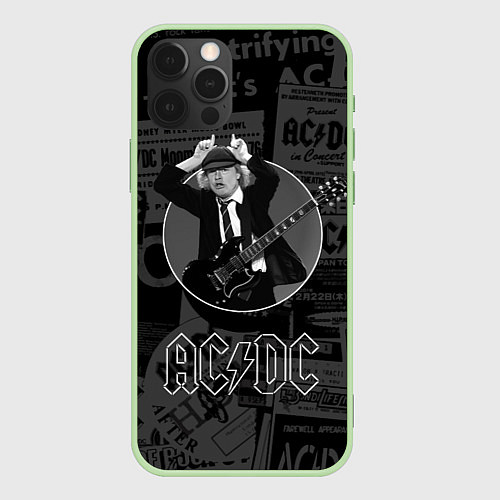 Чехол iPhone 12 Pro Max AC/DC: Black Devil / 3D-Салатовый – фото 1