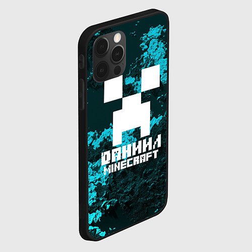 Чехол iPhone 12 Pro Max Даниил в стиле Minecraft / 3D-Черный – фото 2