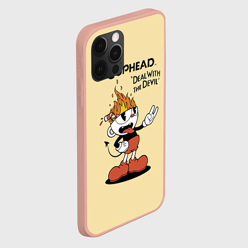 Чехол iPhone 12 Pro Max Cuphead: Flame Mugman / 3D-Светло-розовый – фото 2