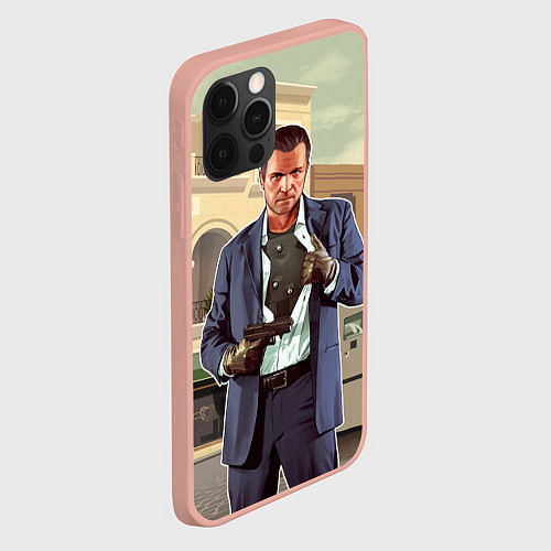Чехол iPhone 12 Pro Max GTA V: Michael / 3D-Светло-розовый – фото 2