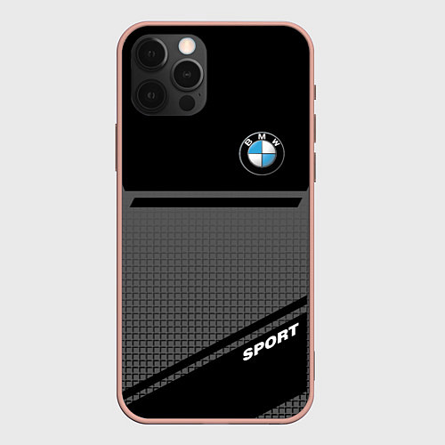 Чехол iPhone 12 Pro Max BMW SPORT БМВ СПОРТ / 3D-Светло-розовый – фото 1