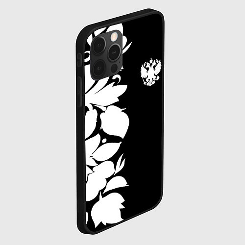 Чехол iPhone 12 Pro Max Russia: B&W Floral / 3D-Черный – фото 2