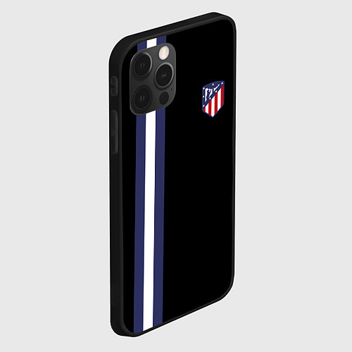 Чехол iPhone 12 Pro Max FC Atletico Madrid: Blue Line / 3D-Черный – фото 2