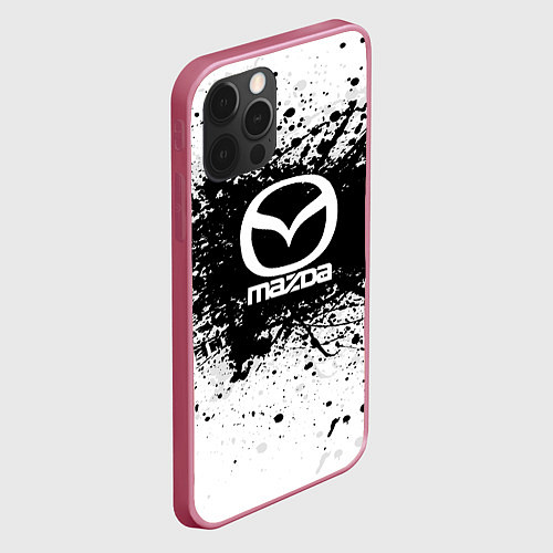 Чехол iPhone 12 Pro Max Mazda: Black Spray / 3D-Малиновый – фото 2