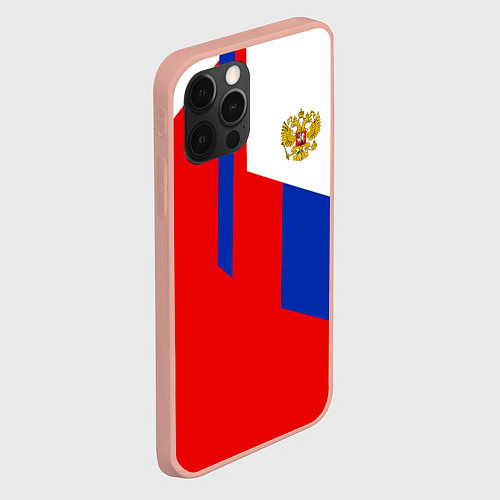 Чехол iPhone 12 Pro Max Russia: Geometry Tricolor / 3D-Светло-розовый – фото 2