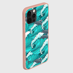 Чехол для iPhone 12 Pro Max Лазурные дельфины, цвет: 3D-светло-розовый — фото 2