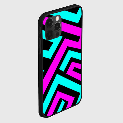Чехол iPhone 12 Pro Max Maze: Violet & Turquoise / 3D-Черный – фото 2