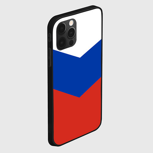 Чехол iPhone 12 Pro Max Российский триколор / 3D-Черный – фото 2