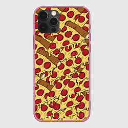 Чехол для iPhone 12 Pro Max Любитель пиццы, цвет: 3D-малиновый