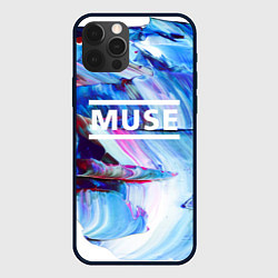 Чехол для iPhone 12 Pro Max MUSE: Blue Colours, цвет: 3D-черный