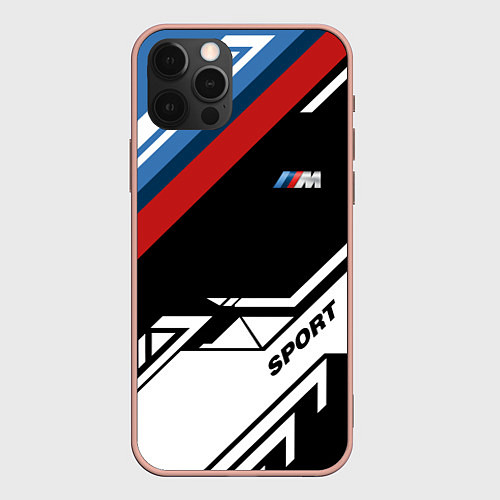 Чехол iPhone 12 Pro Max BMW GEOMETRY SPORT БМВ M PERFORMANCE / 3D-Светло-розовый – фото 1