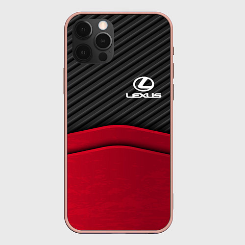 Чехол iPhone 12 Pro Max Lexus: Red Carbon / 3D-Светло-розовый – фото 1