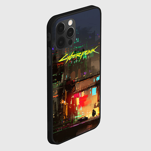 Чехол iPhone 12 Pro Max Cyberpunk 2077: Night City / 3D-Черный – фото 2