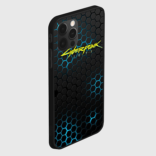 Чехол iPhone 12 Pro Max Cyberpunk 2077: Blue Carbon / 3D-Черный – фото 2