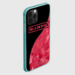 Чехол для iPhone 12 Pro Max Black Pink: Pink Polygons, цвет: 3D-мятный — фото 2