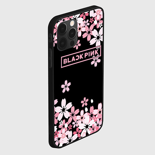 Чехол iPhone 12 Pro Max Black Pink: Pink Sakura / 3D-Черный – фото 2