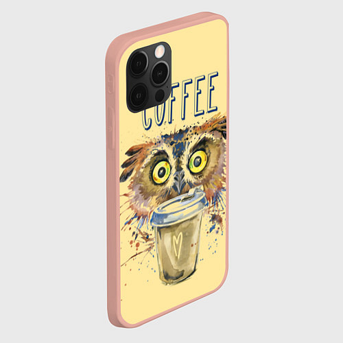 Чехол iPhone 12 Pro Max Owls like coffee / 3D-Светло-розовый – фото 2