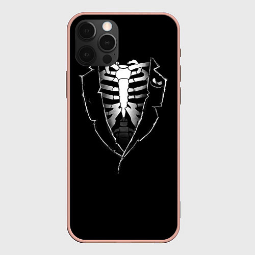 Чехол iPhone 12 Pro Max Хэллоуинский скелет / 3D-Светло-розовый – фото 1