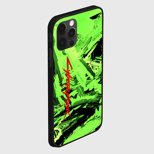 Чехол iPhone 12 Pro Max Cyberpunk 2077: Green Breaks / 3D-Черный – фото 2