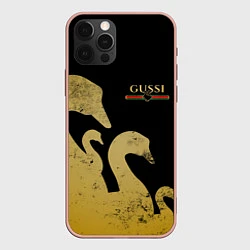 Чехол для iPhone 12 Pro Max GUSSI: Gold Edition, цвет: 3D-светло-розовый