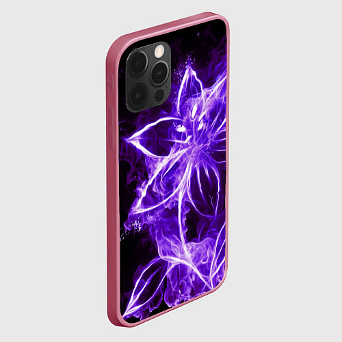 Чехол iPhone 12 Pro Max Цветок Тьмы / 3D-Малиновый – фото 2