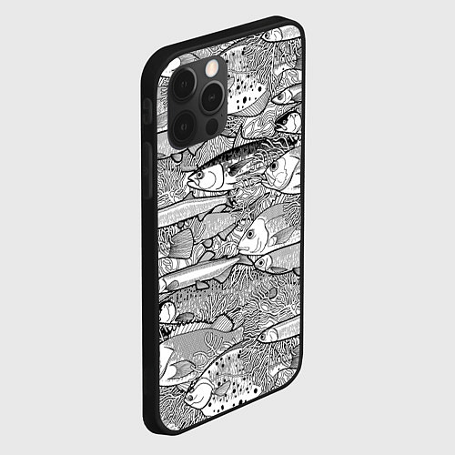 Чехол iPhone 12 Pro Max Рыбы графика / 3D-Черный – фото 2