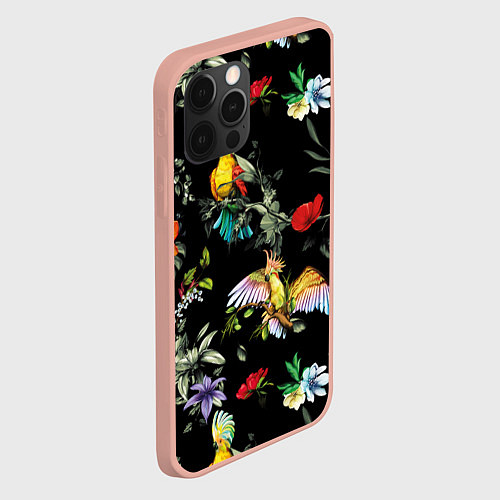 Чехол iPhone 12 Pro Max Попугаи / 3D-Светло-розовый – фото 2