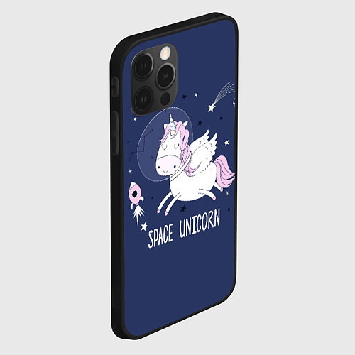 Чехол iPhone 12 Pro Max Space unicorn / 3D-Черный – фото 2