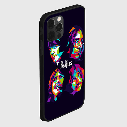 Чехол iPhone 12 Pro Max The Beatles: Art Faces / 3D-Черный – фото 2