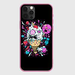 Чехол для iPhone 12 Pro Max Мороженое монстров, цвет: 3D-малиновый