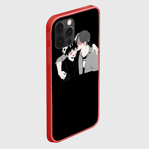 Чехол iPhone 12 Pro Max My Hero Academia целуются / 3D-Красный – фото 2