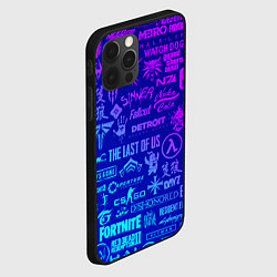 Чехол для iPhone 12 Pro Max Неоновые геймерские лого, цвет: 3D-черный — фото 2