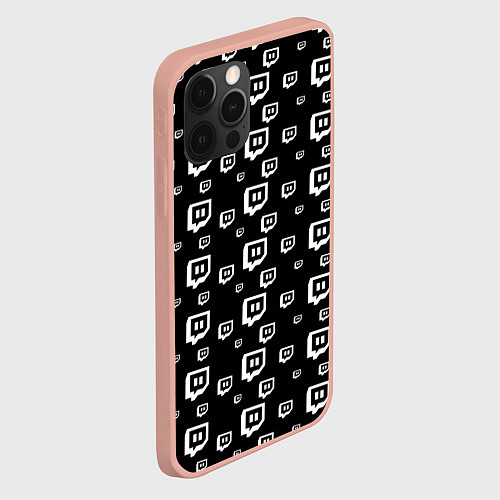 Чехол iPhone 12 Pro Max Twitch: Black Pattern / 3D-Светло-розовый – фото 2