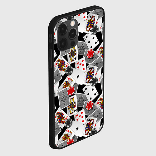 Чехол iPhone 12 Pro Max Игральные карты и фишки / 3D-Черный – фото 2