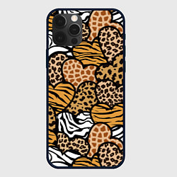 Чехол для iPhone 12 Pro Max Сердца из шкур африканских животных, цвет: 3D-черный