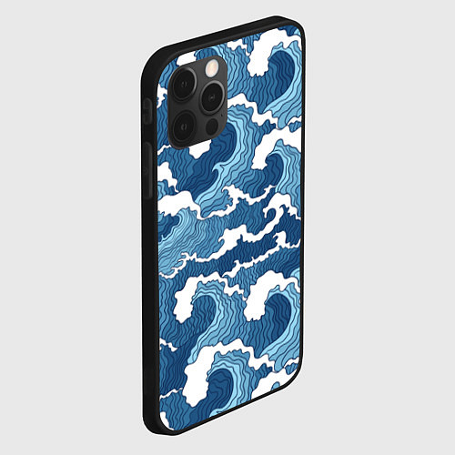 Чехол iPhone 12 Pro Max Морские волны графика / 3D-Черный – фото 2