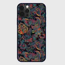 Чехол для iPhone 12 Pro Max Узор пейсли на черном, цвет: 3D-черный