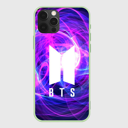 Чехол iPhone 12 Pro Max BTS: Violet Neon / 3D-Салатовый – фото 1
