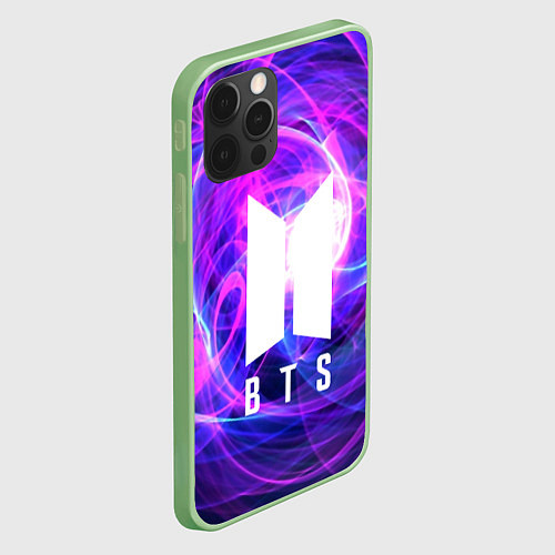 Чехол iPhone 12 Pro Max BTS: Violet Neon / 3D-Салатовый – фото 2