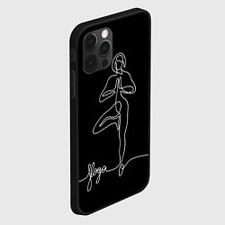 Чехол для iPhone 12 Pro Max Йога - линейный рисунок, цвет: 3D-черный — фото 2