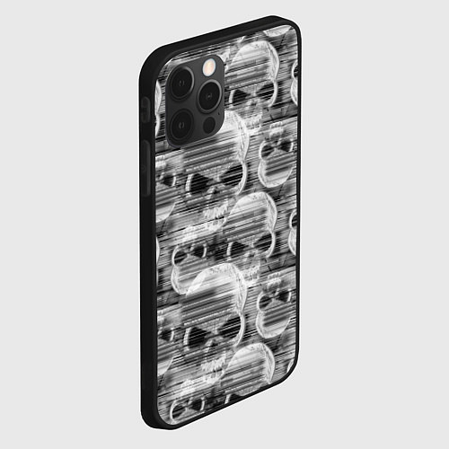 Чехол iPhone 12 Pro Max Серые черепа - растр / 3D-Черный – фото 2