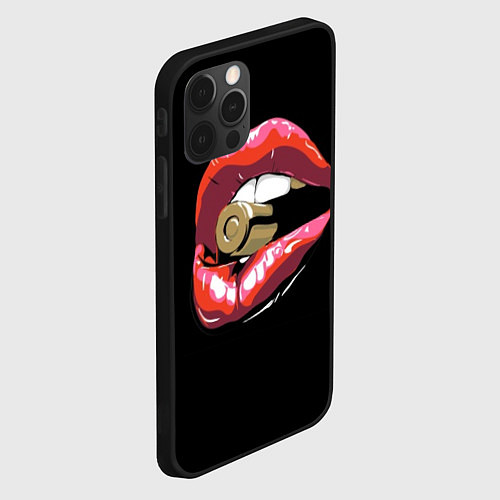 Чехол iPhone 12 Pro Max Губы с патроном / 3D-Черный – фото 2