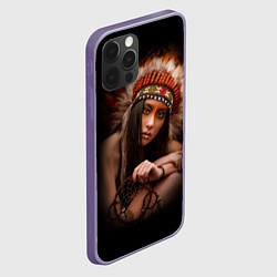 Чехол для iPhone 12 Pro Max Индейская девушка, цвет: 3D-серый — фото 2