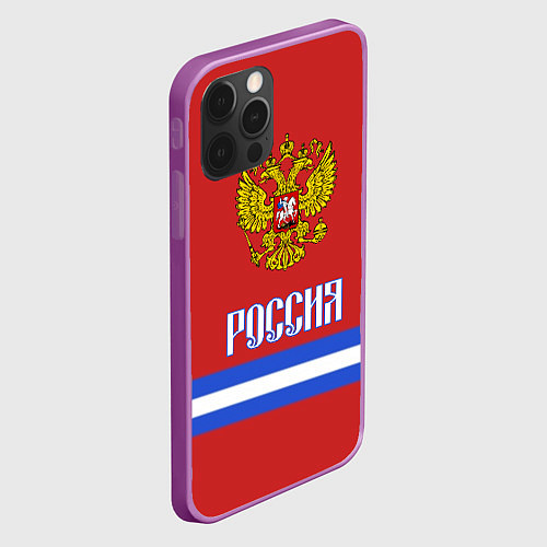 Чехол iPhone 12 Pro Max Хоккей: Россия / 3D-Сиреневый – фото 2