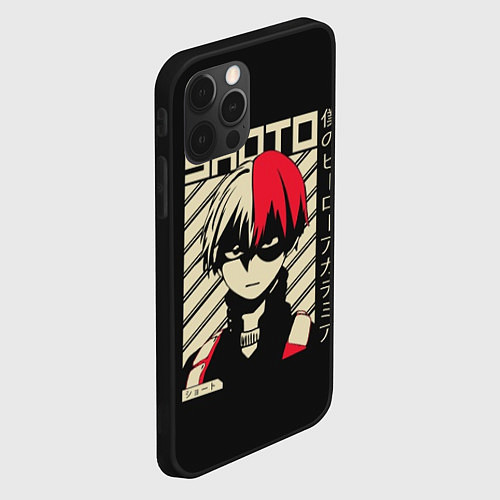 Чехол iPhone 12 Pro Max My Hero Academia красные волосы / 3D-Черный – фото 2